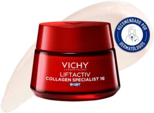 Vichy Crema Noche Reafirmante Biopéptidos, Antiedad Especializada en Colágeno, Alisa y Rellena, Enriquecida con Vitamina Cg, Apta para todo tipo de pieles, Liftactiv Collagen Specialist , 50ml