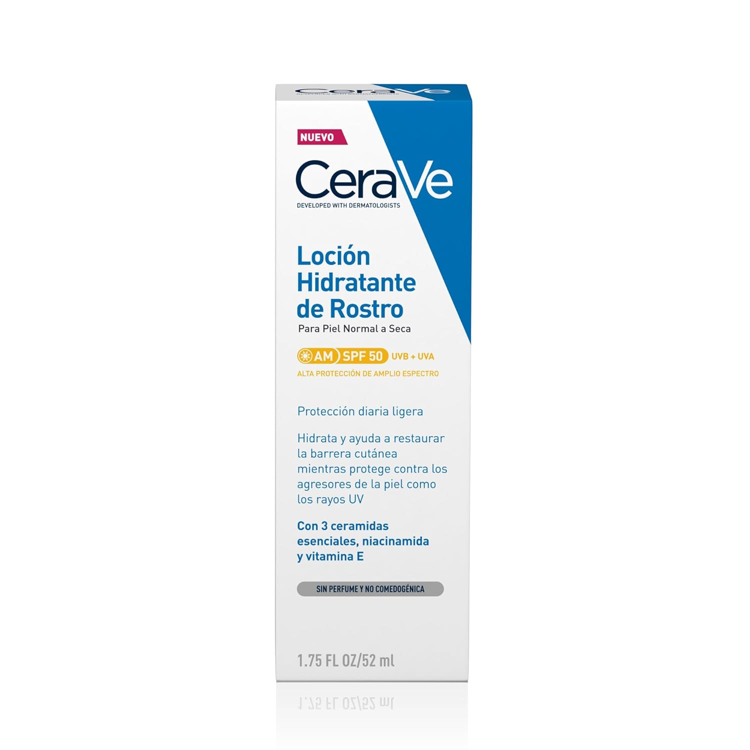 CeraVe, Loción Hidratante de Rostro SPF 50, Para Piel Normal a Seca, Hidratación y Alta Protección Contra los Rayos UVB/UVA, Enriquecida con Ceramidas, 52ml - Imagen 9