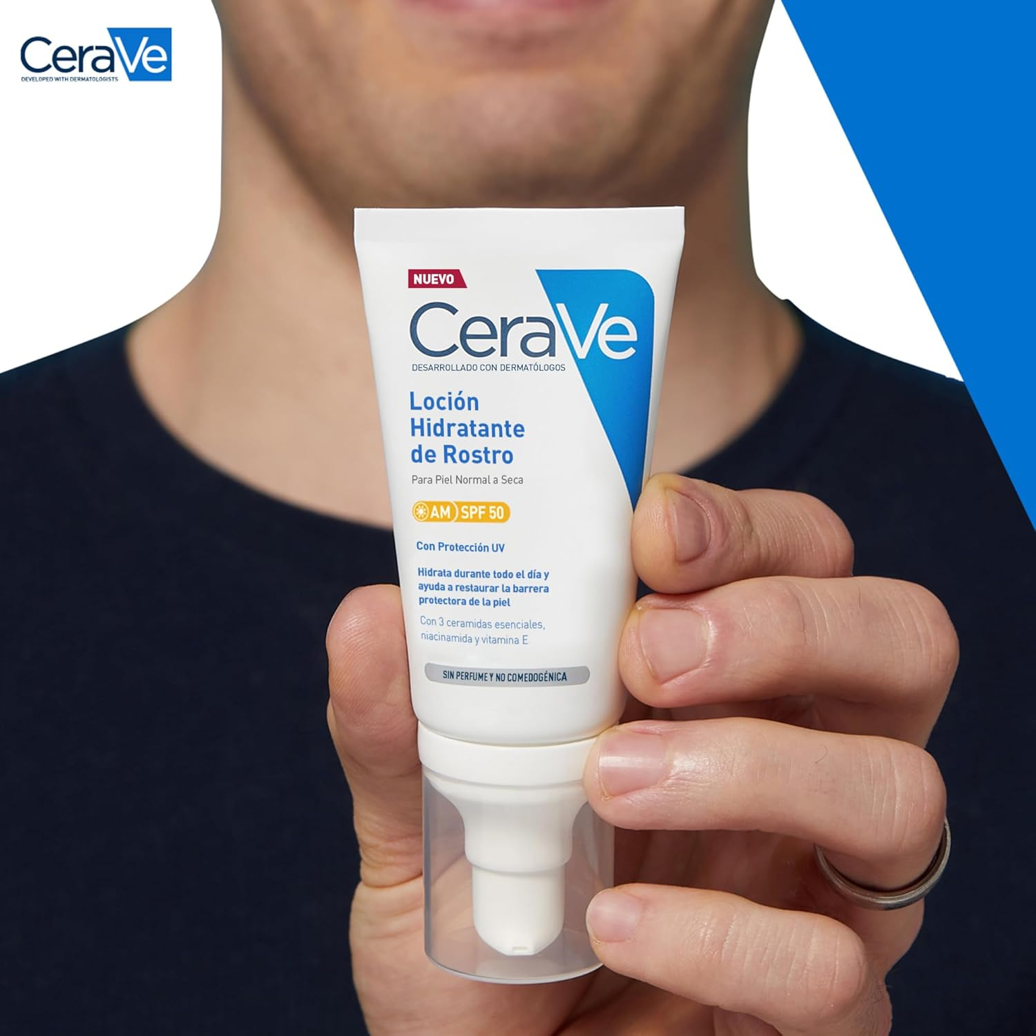 CeraVe, Loción Hidratante de Rostro SPF 50, Para Piel Normal a Seca, Hidratación y Alta Protección Contra los Rayos UVB/UVA, Enriquecida con Ceramidas, 52ml - Imagen 12