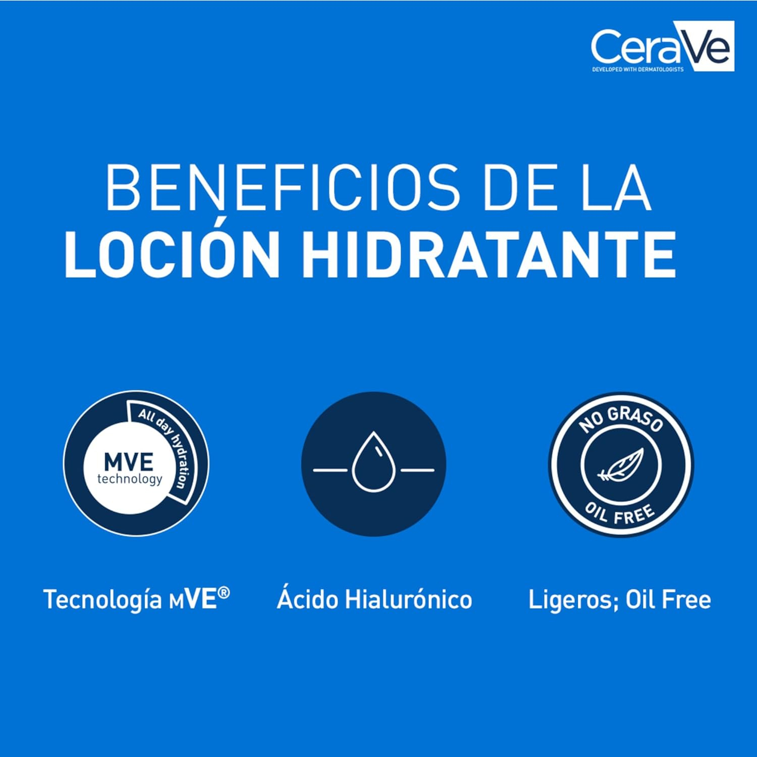 CeraVe Loción Hidratante, Piel Seca a muy Seca, Hidrata y Restaura la Barrera Protectora de la Piel, Enriquecida Con Ceramidas Esenciales y Ácido Hialurónico, Fórmula Ligera, Apta para Rostro y Cuerpo - Imagen 3