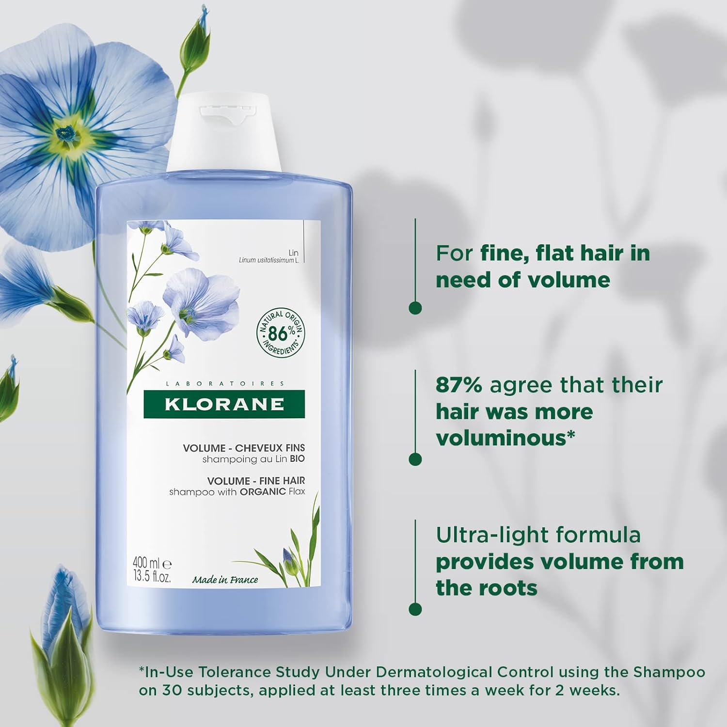 VOLUME shampoo with flax fiber 400 ml - Imagen 2