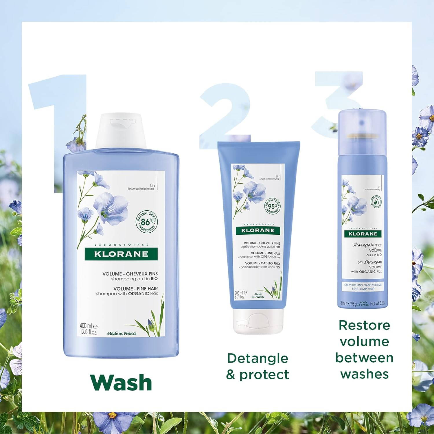 VOLUME shampoo with flax fiber 400 ml - Imagen 4