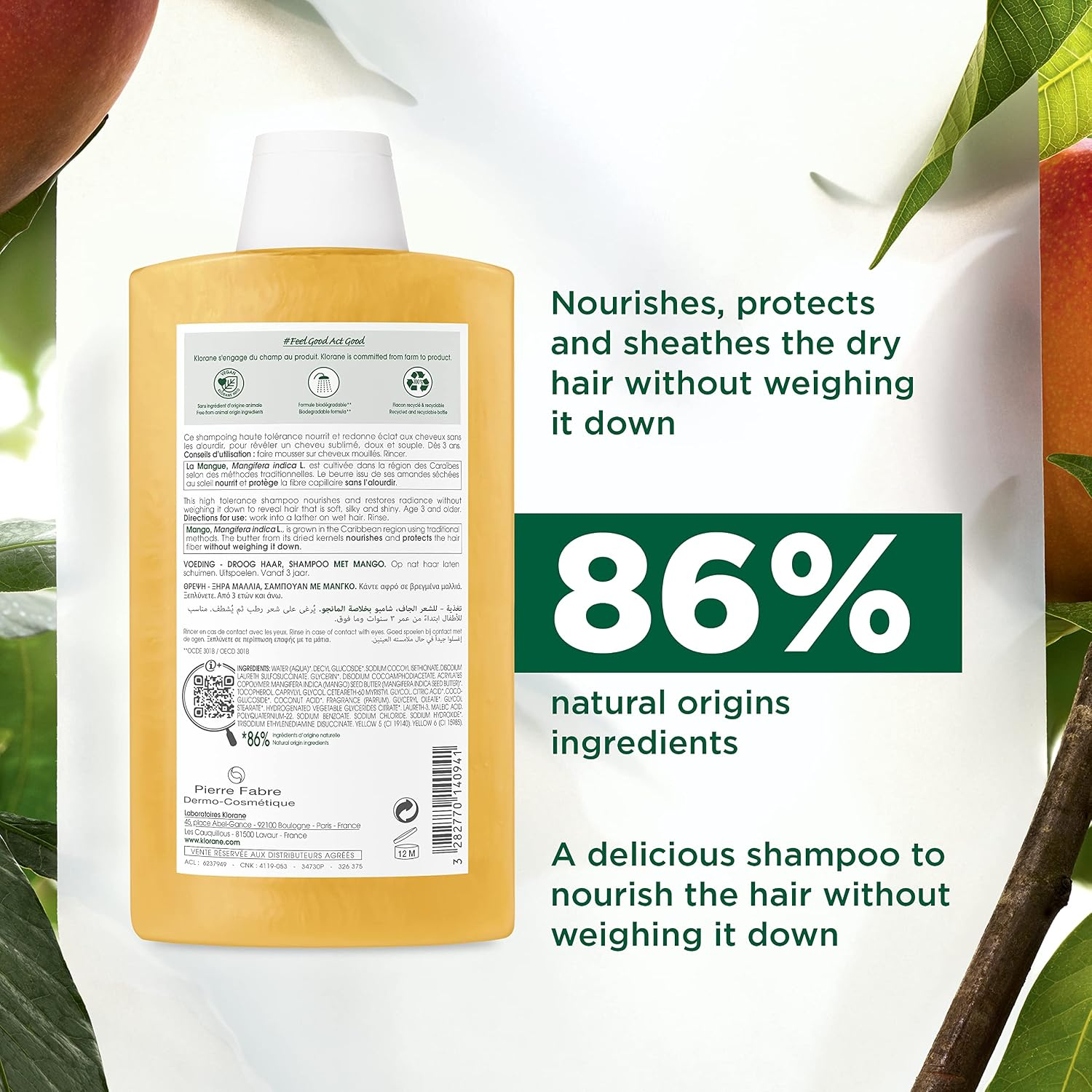 KLORANE Champú a la Manteca de Mango Nutritivo 400 ml - Imagen 10