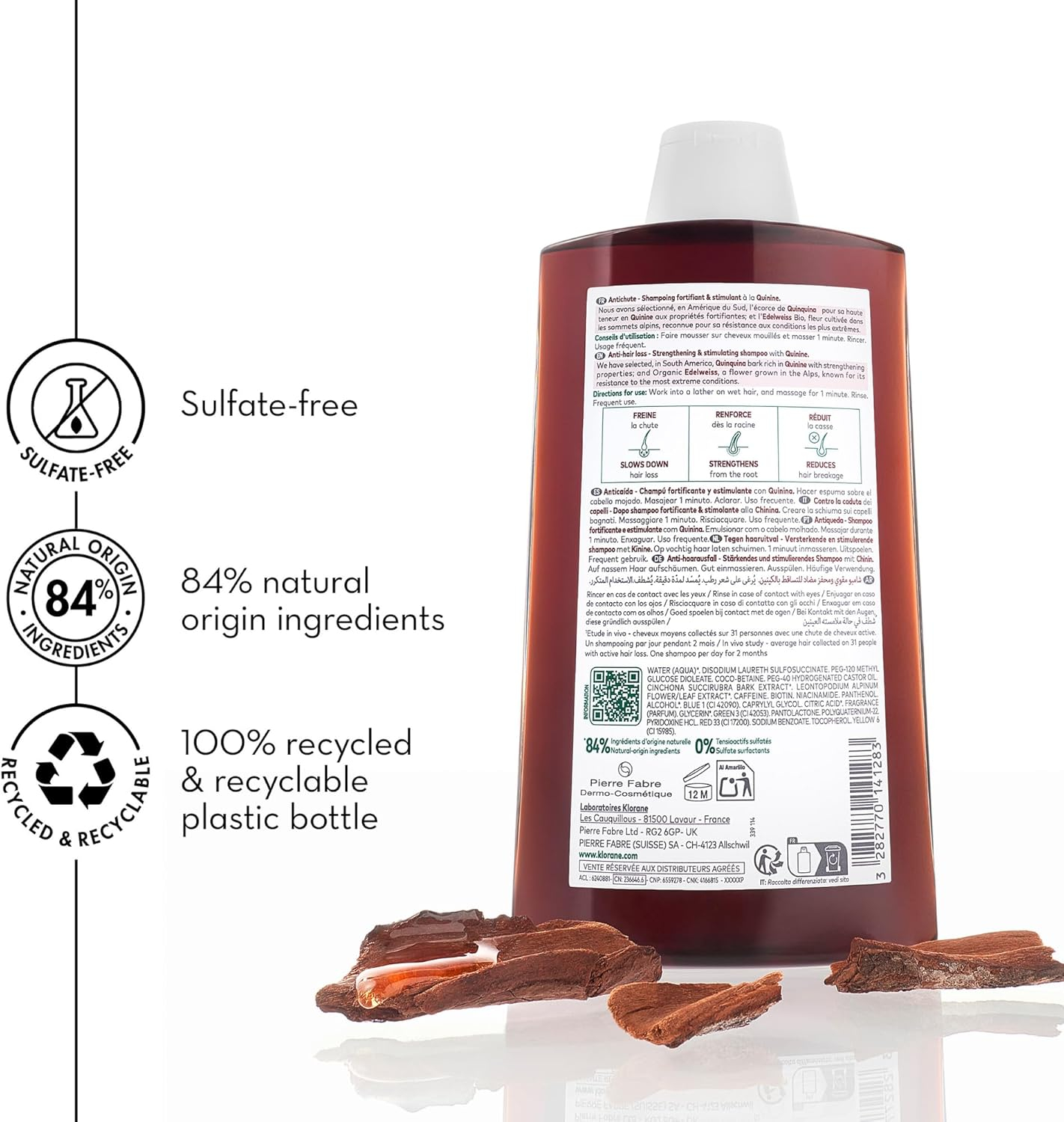 KLORANE - KLORANE Champú al Extracto de Quinina, 400 ml, unisex - Imagen 5
