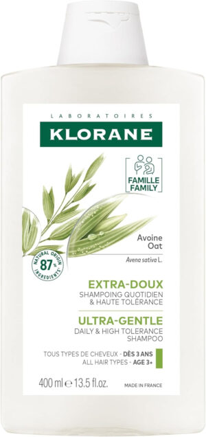 KLORANE - Champú a la Leche de Avena Uso Frecuente, Negro, 400 ml